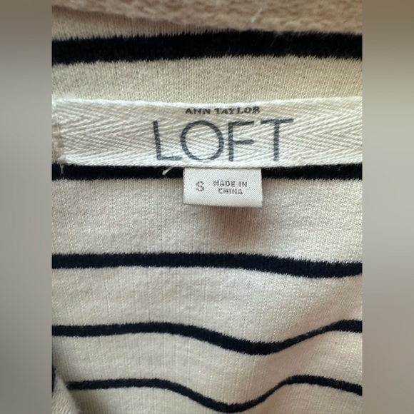 LOFT Striped Snap Front Jacket Small Cotton Moto Style - Picture 4 of 6
